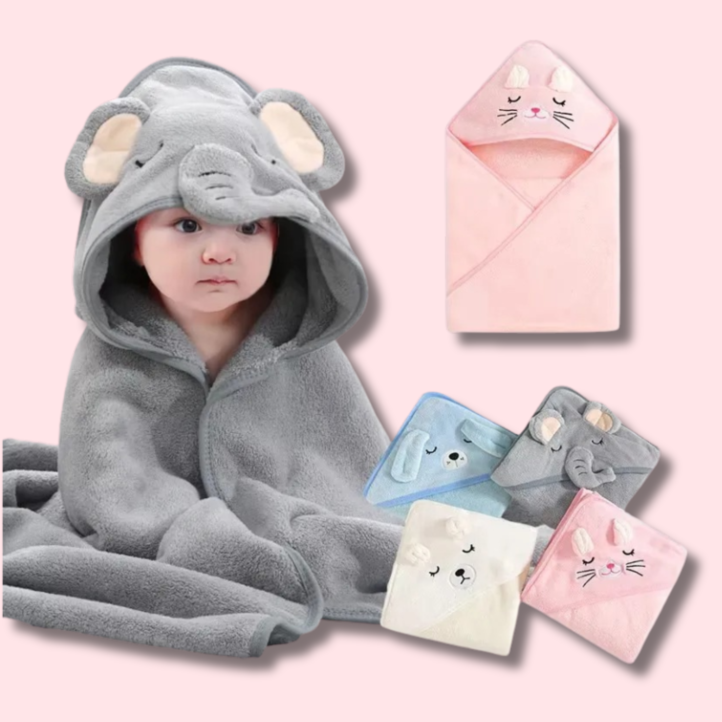Cartoon Baby Bath Hooded Towel